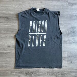 Vintage 90’s Hanes “Prison Blues” Cut-off Graphic T-Shirt (Sz. XL)